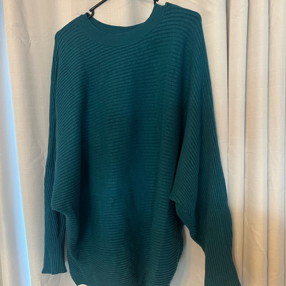 Teal Ribbed Knit Sweater